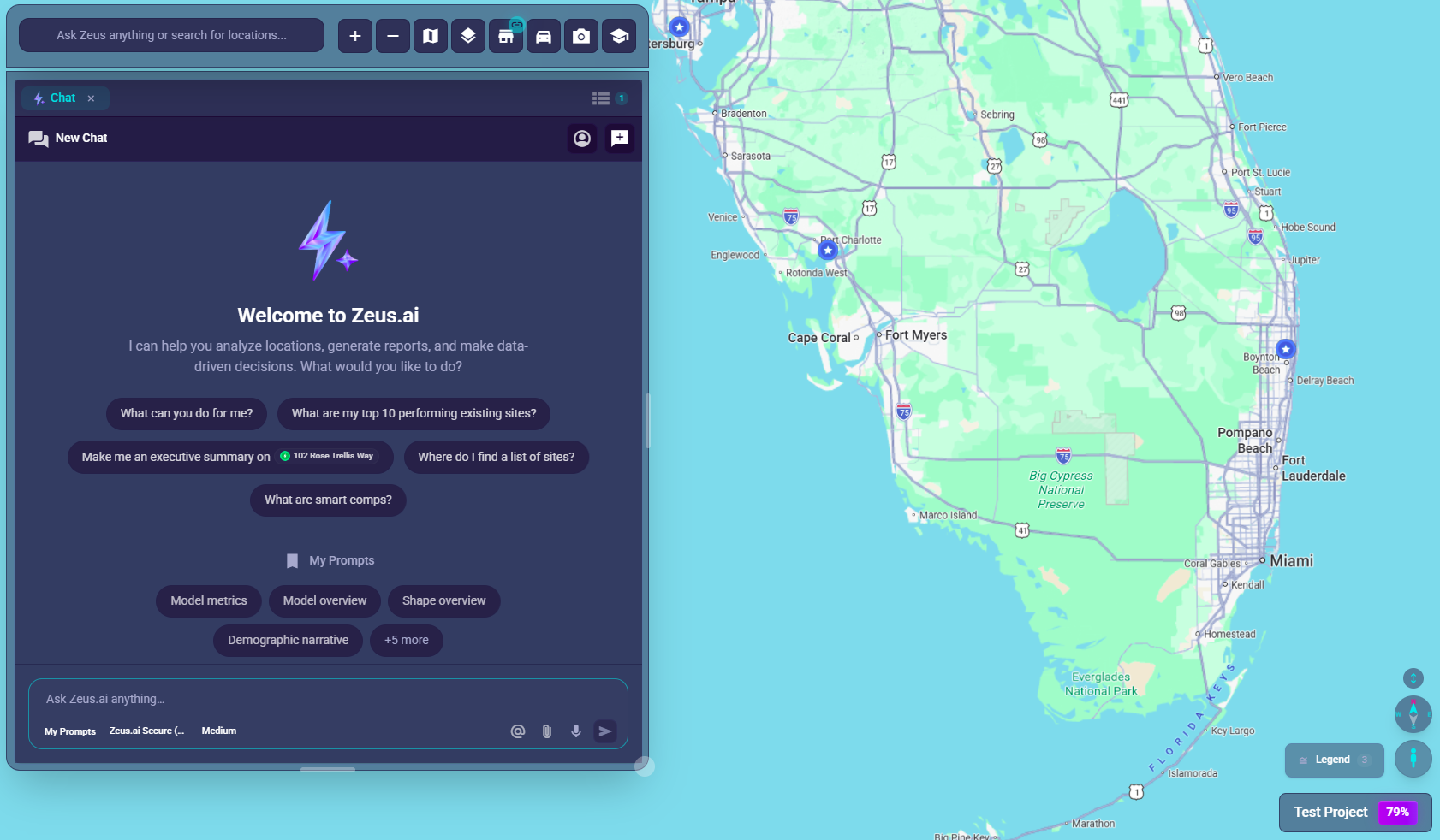 Current Zeus.ai workspace overview