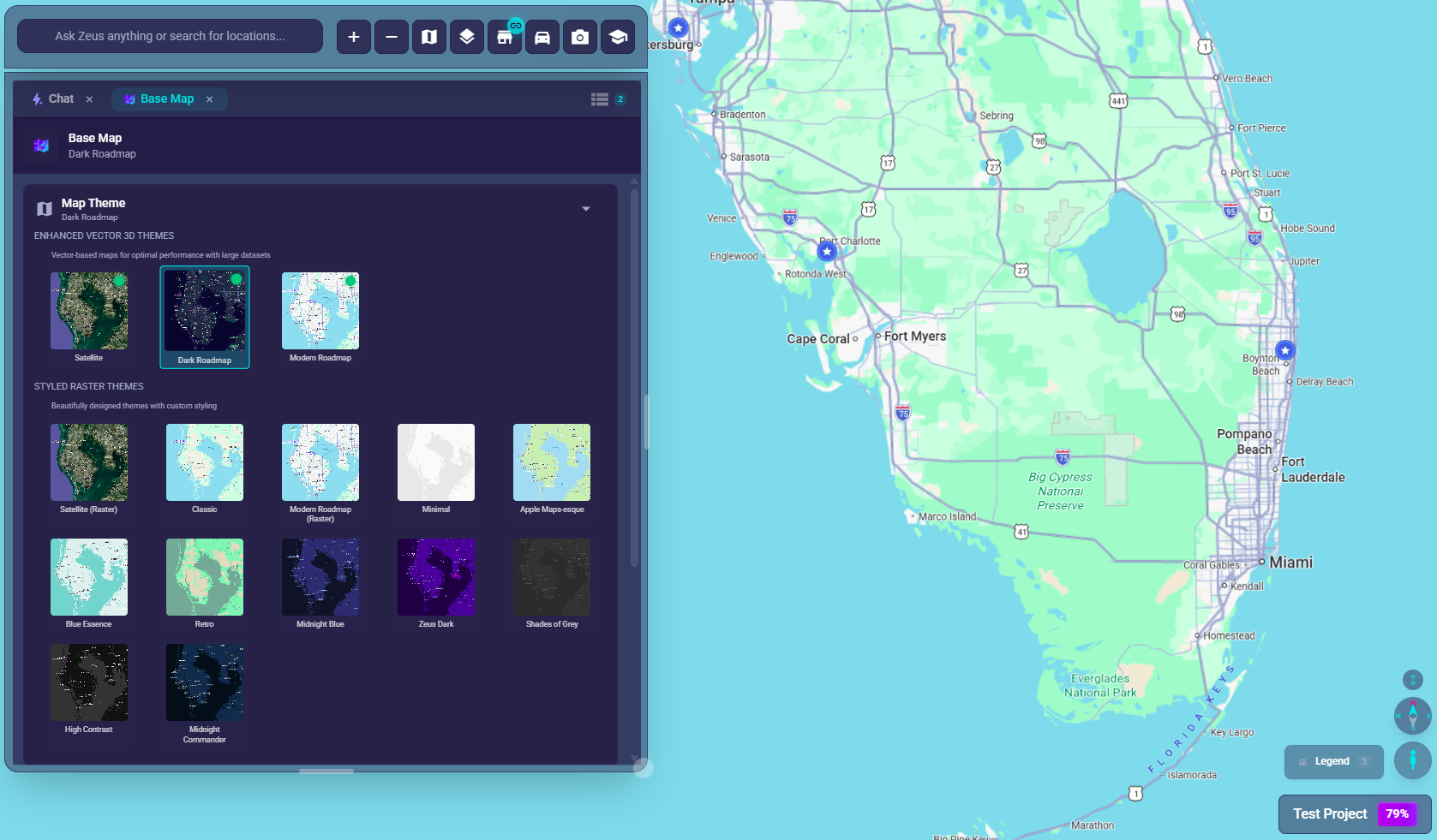 Current Base Map tab — the Data Layers and Map Features sections are further down the same panel